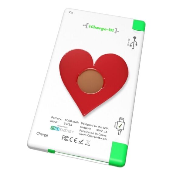 Power Bank With Heart Charm iPhone Android Cell Phone Tablet - Picture 1 of 17